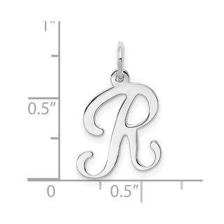 14k White Gold Initial R Charm
