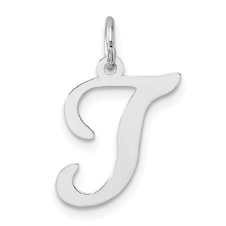 14K White Gold Initial T Charm