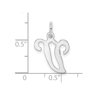 14K White Gold Initial V Charm