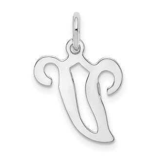 14K White Gold Initial V Charm