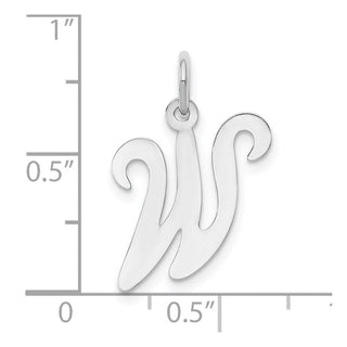 14K White Gold Initial W Charm