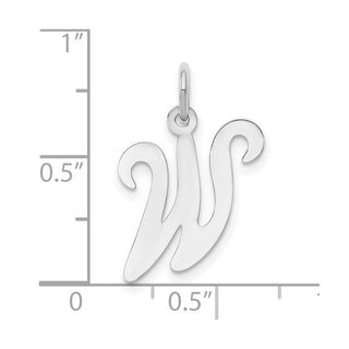 14K White Gold Initial W Charm