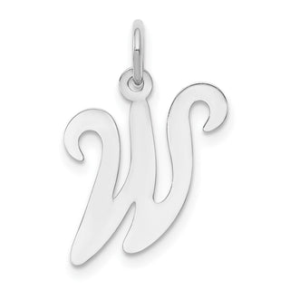 14K White Gold Initial W Charm