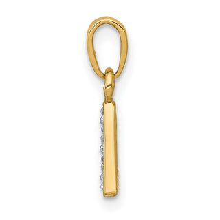 14k Yellow Gold And Rhodium Polished .01ctw Diamond Initial A Pendant