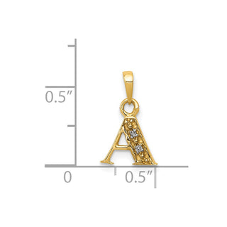 14k Yellow Gold And Rhodium Polished .01ctw Diamond Initial A Pendant