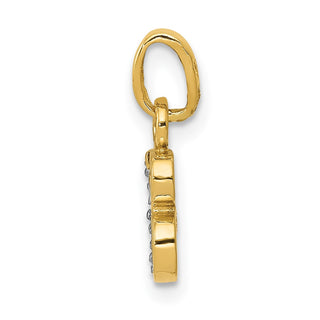 14k Yellow Gold And Rhodium Polished .01ctw Diamond Initial B Pendant