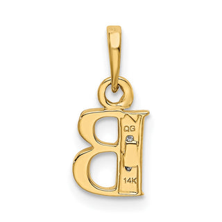 14k Yellow Gold And Rhodium Polished .01ctw Diamond Initial B Pendant