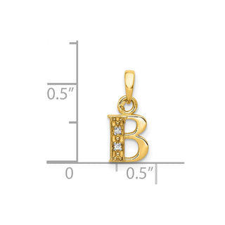 14k Yellow Gold And Rhodium Polished .01ctw Diamond Initial B Pendant