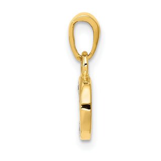 14k Yellow Gold And Rhodium Polished .01ctw Diamond Initial D Pendant