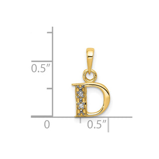 14k Yellow Gold And Rhodium Polished .01ctw Diamond Initial D Pendant