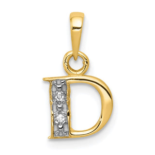 14k Yellow Gold And Rhodium Polished .01ctw Diamond Initial D Pendant