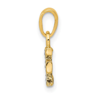14k Yellow Gold and Rhodium Polished .01ctw Diamond Initial F Pendant