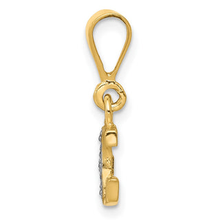 14k Yellow Gold and Rhodium Polished .01ctw Diamond Initial G Pendant