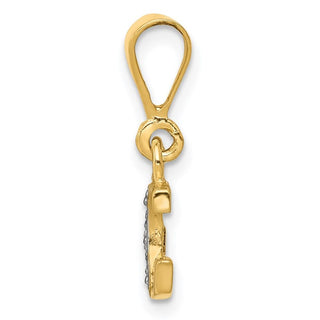 14k Yellow Gold and Rhodium Polished .01ctw Diamond Initial G Pendant