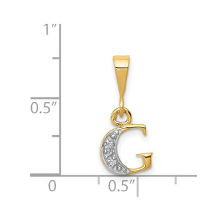 14k Yellow Gold and Rhodium Polished .01ctw Diamond Initial G Pendant