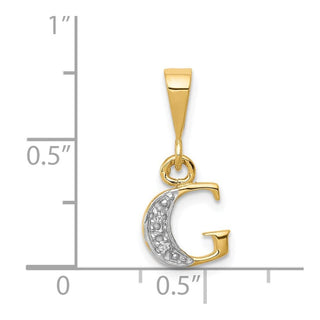 14k Yellow Gold and Rhodium Polished .01ctw Diamond Initial G Pendant