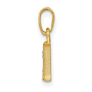 14k Yellow Gold and Rhodium Polished .01ctw Diamond Initial H Pendant
