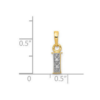 14k Yellow Gold and Rhodium Polished .01ctw Diamond Initial I Pendant