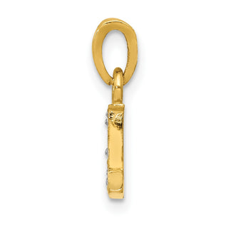 14k Yellow Gold and Rhodium Polished .01ctw Diamond Initial L Pendant
