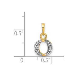 14k Yellow Gold and Rhodium Polished .01ctw Diamond Initial O Pendant