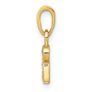 14k Yellow Gold and Rhodium Polished .01ctw Diamond Initial R Pendant
