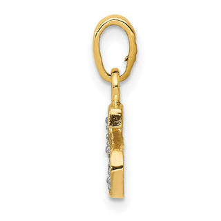 14k Yellow Gold and Rhodium Polished .01ctw Diamond Initial S Pendant