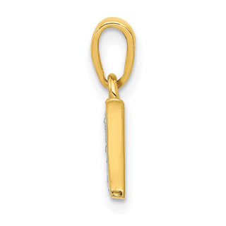 14k Yellow Gold and Rhodium Polished .01ctw Diamond Initial W Pendant