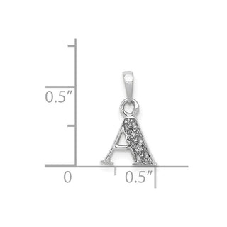 14k White Gold with Rhodium Diamond Letter A Initial Pendant