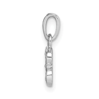 14k White Gold with Rhodium Diamond Letter B Initial Pendant