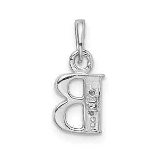 14k White Gold with Rhodium Diamond Letter B Initial Pendant