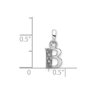 14k White Gold with Rhodium Diamond Letter B Initial Pendant