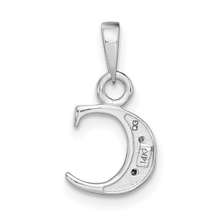 14k White Gold with Rhodium Diamond Letter C Initial Pendant