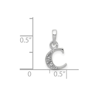 14k White Gold with Rhodium Diamond Letter C Initial Pendant