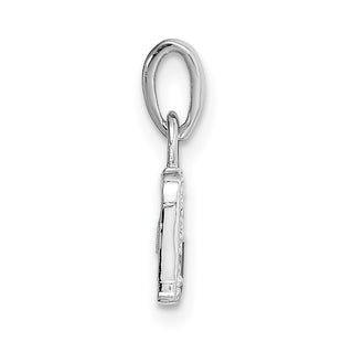 14k White Gold with Rhodium Diamond Letter D Initial Pendant