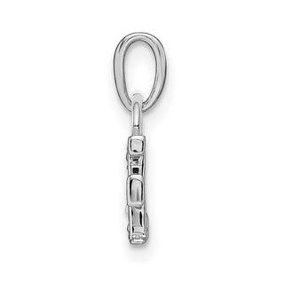 14k White Gold Polished .01ctw Diamond Initial F Pendant