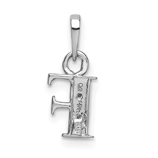 14k White Gold Polished .01ctw Diamond Initial F Pendant
