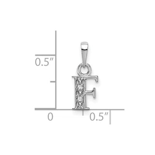 14k White Gold Polished .01ctw Diamond Initial F Pendant