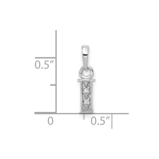 14k White Gold Rhodium-plated Diamond Letter I Initial Pendant
