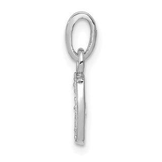 14k White Gold Rhodium-plated Diamond Letter J Initial Pendant
