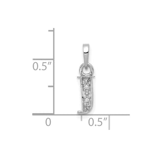 14k White Gold Rhodium-plated Diamond Letter J Initial Pendant
