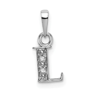 14k White Gold Polished .01ctw Diamond Initial L Pendant
