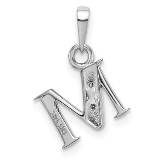 14k White Gold Polished .01ctw Diamond Initial M Pendant