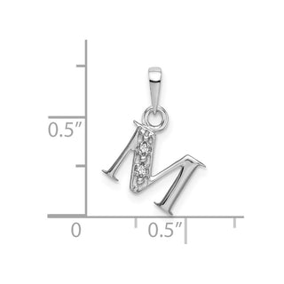 14k White Gold Polished .01ctw Diamond Initial M Pendant