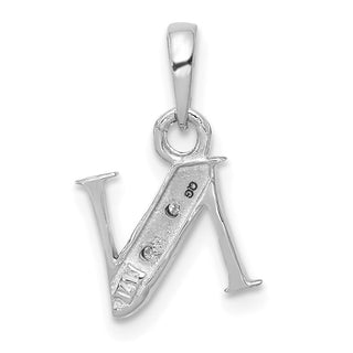 14k White Gold Rhodium-plated Diamond Letter N Initial Pendant