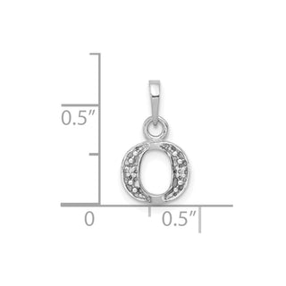 14k White Gold Rhodium-plated Diamond Letter O Initial Pendant