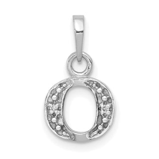 14k White Gold Rhodium-plated Diamond Letter O Initial Pendant