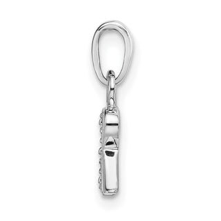 14k White Gold Polished .01ctw Diamond Initial R Pendant