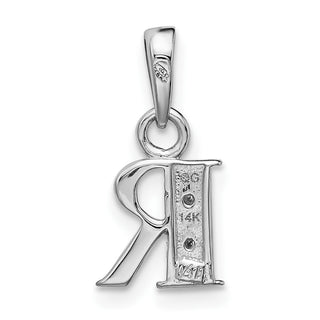 14k White Gold Polished .01ctw Diamond Initial R Pendant