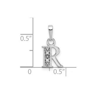 14k White Gold Polished .01ctw Diamond Initial R Pendant
