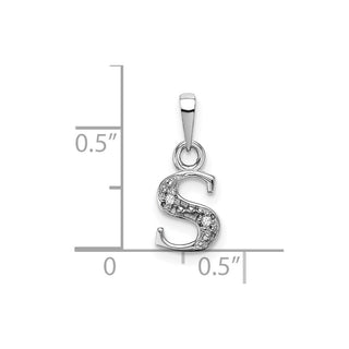 14k White Gold Polished .01ctw Diamond Initial S Pendant